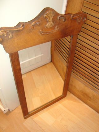 Colonial Antique Mirror Wood Frame Hand Carved Wood Frame Slated Wood Back photo
