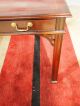 Solid Mahogany Council Craftsman Chippendale Desk With Banded Inlay Inlayed Top Post-1950 photo 6