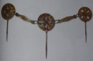 Anglo - Saxon Gold Gilded Huge Bronze Brooch Or Mount From Set photo