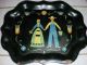 Vintage Old Folk Art Tole Painted Tray Unique & Playful Great Gift Idea Toleware photo 1