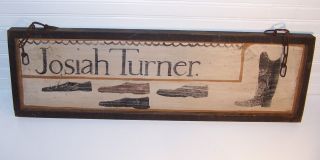 Large Primitive Advertising Cobbler/shoe Shop Sign Josiah Turner & Hang Chains photo