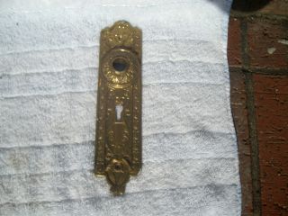 One Architectural Victorian Style Scrolled Front Plate For Doorknob - Heavy Brass photo