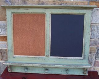 Primitive Handcrafted Elk Green Farmhouse Message Board photo