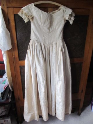 Antique Cream Colored Silk 1840 ' S Gown Possibly Wedding Gown New England Aafa photo