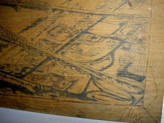 Antique Sketch Cincinnati River Bank On Wood Plank_great Ohio History photo