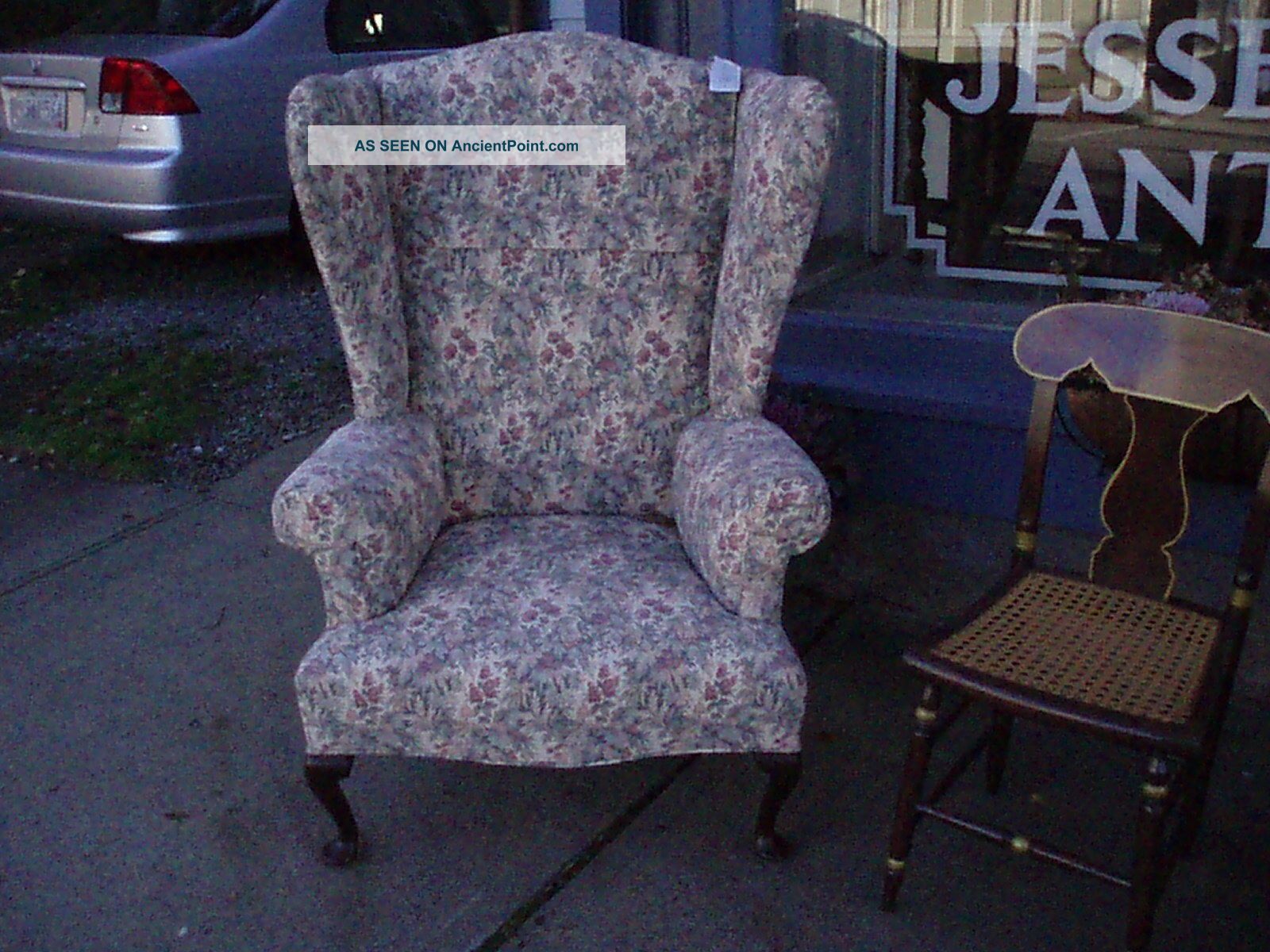 Antique Queen Anne Style Wing Back Chair 1800-1899 photo