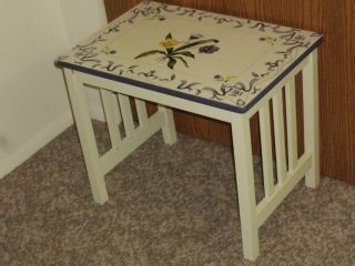 Mission - Style Occasional - Game - Side Table Painted W\heirloom White&lavender photo