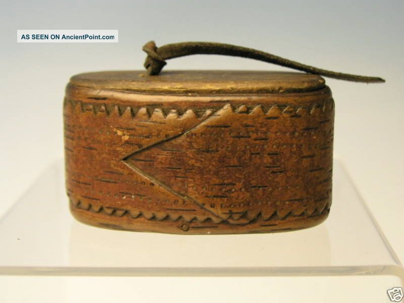 Antique Carved Wooden Snuff Box American Folk Art Pre - 1800 ' S Aafa Primitives photo