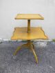 Duncan Phyfe Leather Top Two Tiers Pedestal Side Table 1900-1950 photo 1