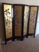 Old Chinese Screen Divider Gold Color Glass Hand Carved 4 Pannel Stones Jade Other photo 1