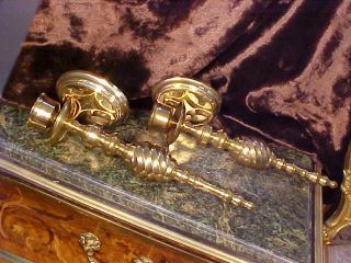 Large Detailed Vintage Twisted Pair Brass Sconces Ornate & photo
