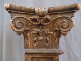 Rare 18th Century Oak Carved Corinthian Column photo