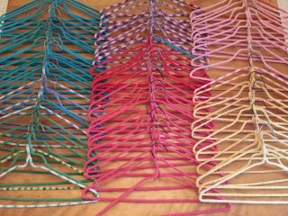 83 Vintage Retro Hand Crocheted Clothes Hangers Rainbow Colors Shabby Decor photo