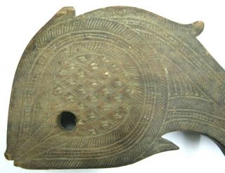 Antique Slipper / Shoe.  Wood Carved,  Fish.  Museum photo