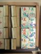 Vintage Mah Jong Bone Bamboo Set With Case Rare Flowers Other photo 10