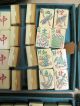 Vintage Mah Jong Bamboo Rare Flowers Leather Case Other photo 10