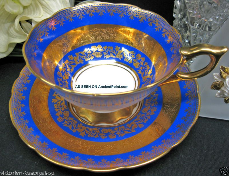Royal Stafford Etched Gold Tea Cup And Saucer Duo Cups & Saucers photo