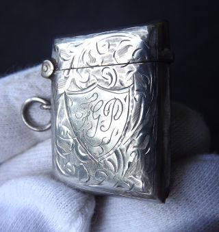 Edwardian Sterling Silver Match Safe Vesta Case 1912 By William Hair Haseler photo