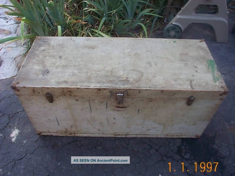 Vtg Primative Tool Trunk Drawer Coffee Table Industrial Primitives photo
