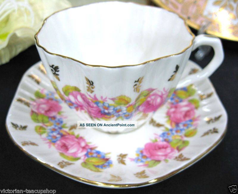 Foley Gold Panels Flowery Tea Cup And Saucer Duo Cups & Saucers photo