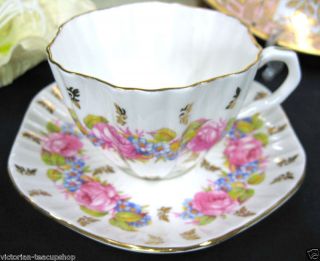 Foley Gold Panels Flowery Tea Cup And Saucer Duo photo