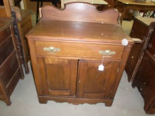 Antique Walnut Washstand With Pull Out Towel Holder photo