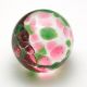 Antique Glass Ball Button W/ Pink & Green Floral Overlay Buttons photo 1