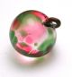 Antique Glass Ball Button W/ Pink & Green Floral Overlay Buttons photo 2