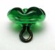 Antique Charmstring Glass Button Green Flower Mold Swirl Back Buttons photo 1