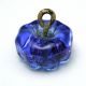 Antique Charmstring Glass Button Blue Flower Mold Swirl Back Buttons photo 2
