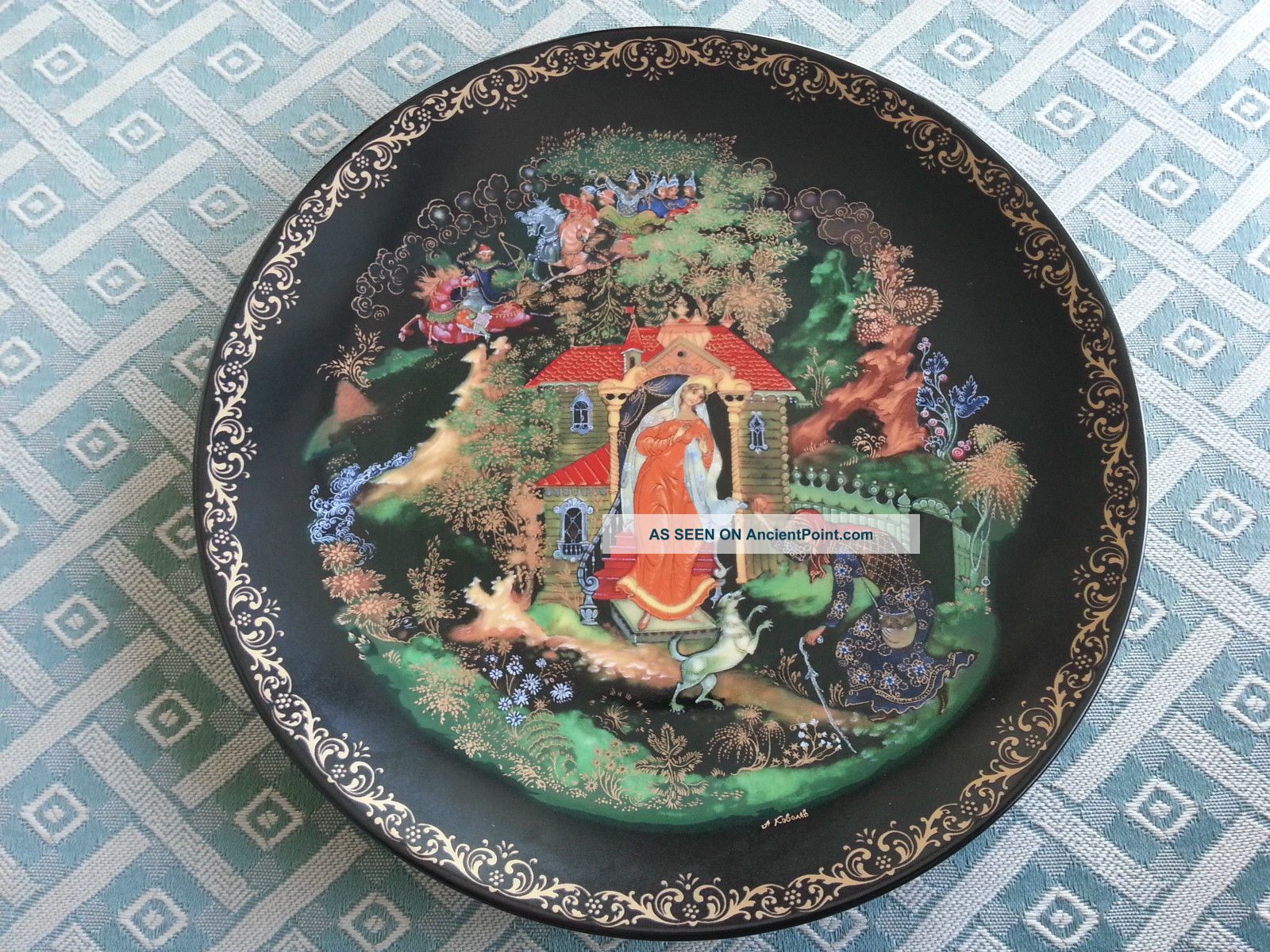 Rare Dead Princess & The Seven Knights Russian Tale Plate Vinogradoff Porcelain Russian photo