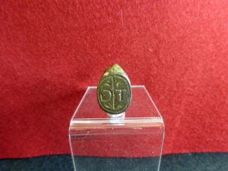Rare Tudor Bronze Seal Ring And Pipe Tamper photo
