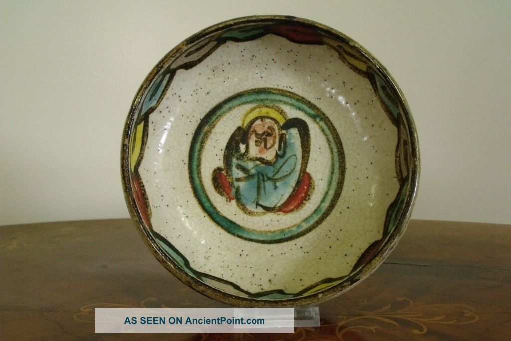 Antique Chinese Pottery Polychrome Glaze Wucai Bowl.  15cm Dia X 5cm Ht.  Ex - Us Bowls photo