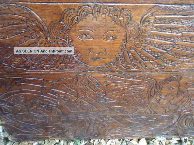 Rare 17th Century Walnut,  Dated Coffer Front 