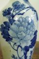 Antique 19th C.  Chinese Blue & White Porcelain Pankou Vase.  Phoenix,  Tree,  Flower Vases photo 5