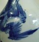 Antique 19th C.  Chinese Blue & White Porcelain Pankou Vase.  Phoenix,  Tree,  Flower Vases photo 6