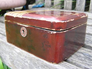 Antique 1800 ' S Hand Painted Lacquer Wood Jewelry Box photo