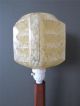 Vintage Art Deco Wooden And Amber Glass Table Desk Side Reading Lamp Light 20th Century photo 1