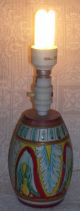 Hand Painted 1940 ' S Colourful Italian Pottered Table Lamp 20th Century photo 1