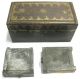 Antique Wood Box,  Three Compartments,  Decorated Primitives photo 2