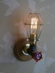 Steampunk/industrial Iron Wall Light/sconce With Cage And Edison Vintage Bulb 20th Century photo 3