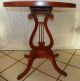 Mahogany Lyre Pedestal Table Side Table (t245) Post-1950 photo 1