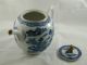 Antique 19th Century Chinese Tea Pot Blue And White Village Design Gold Detail Chinese photo 5