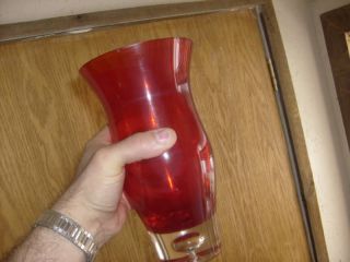Vintage Ruby Art Glass Vase 1930s 1940s Rare 9 1/2 Tall photo