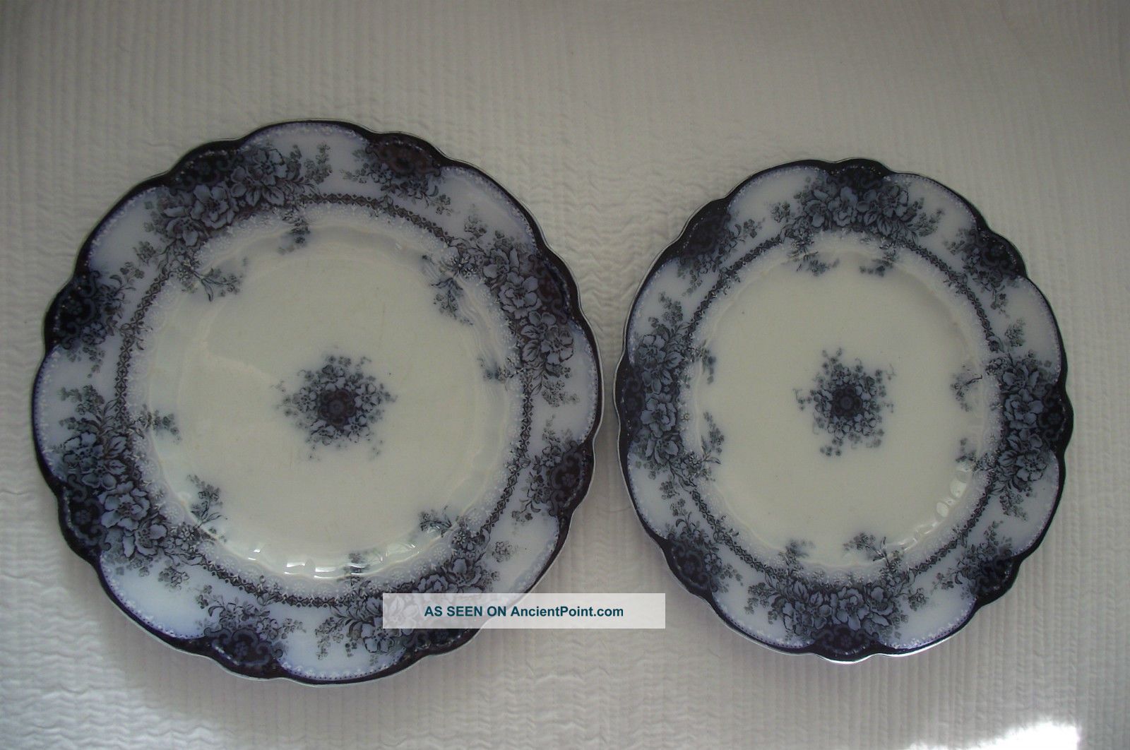 Antique Alfred Meakin 1891 Flow Blue Royal Semi Porcelain Dinner Plates Plates, Platters photo