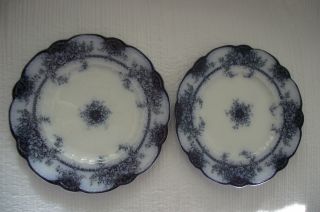 Antique Alfred Meakin 1891 Flow Blue Royal Semi Porcelain Dinner Plates photo