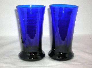 Art Deco Cobalt Blue Glass 4.  25 Heavy Bottom Set/2 photo
