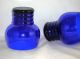 Art Deco Cobalt Blue Glass 3.  75 Ribbed Bottom Set/2 Art Deco photo 2