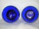 Art Deco Cobalt Blue Glass 3.  75 Ribbed Bottom Set/2 Art Deco photo 3