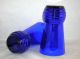 Art Deco Cobalt Blue Glass 5.  25 Ribbed Bottom Set/2 Art Deco photo 2